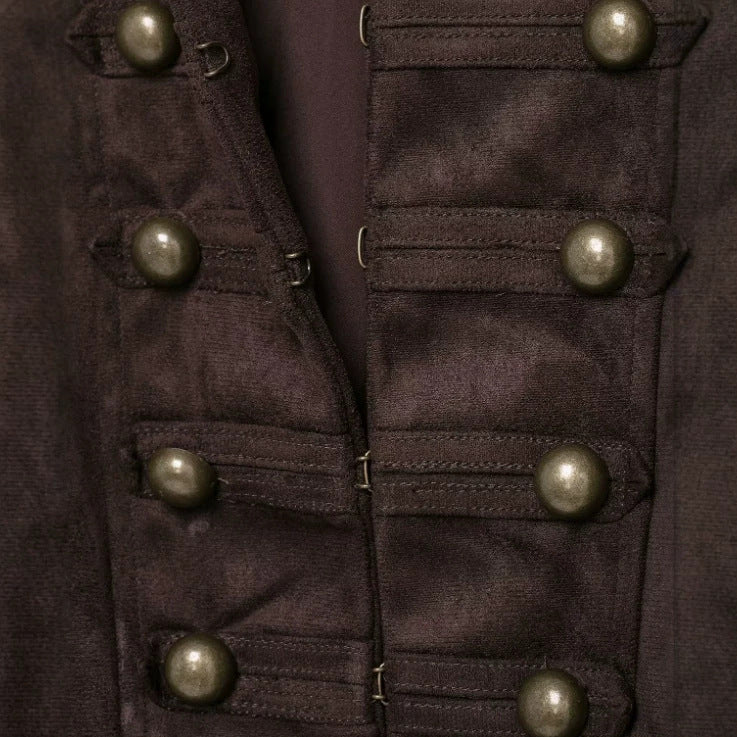 Damen Militärjacke aus Wildlederimitat mit Stehkragen und Schößchen Drune