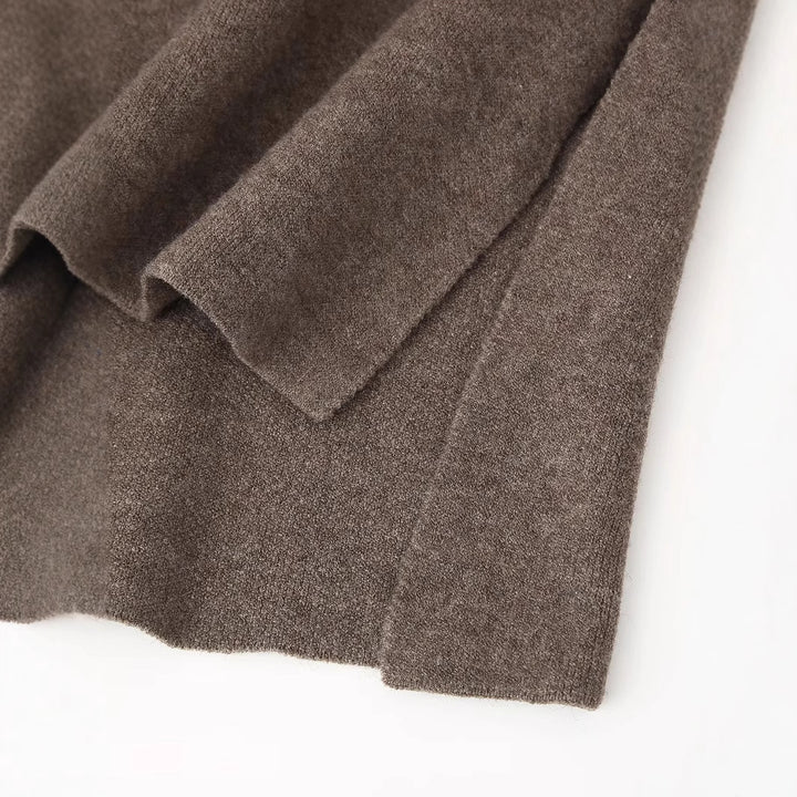 Damen nan asymmetrischer Lagenponcho mit Knopfdetail und weitem Ärmel Drune