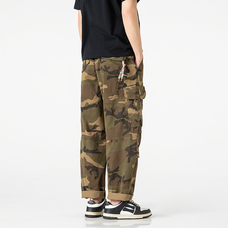 Herren Loose‑Fit Cargohose im Army‑Style mit elastischem Bund, Kordelzug und Multifunktions‑Taschen Drune