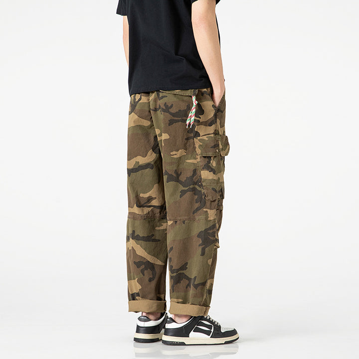 Herren Loose‑Fit Cargohose im Army‑Style mit elastischem Bund, Kordelzug und Multifunktions‑Taschen Drune