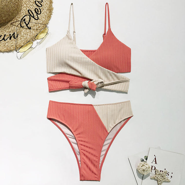 Damen Rippmuster Bikini-Set mit verstellbaren Trägern Drune