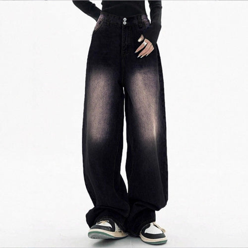 Damen Hochtaillierte Baggy-Jeans aus Denim mit extra weitem Bein und Used‑Fade Drune