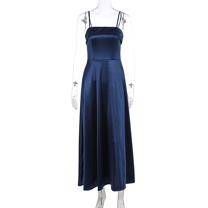Damen Abendkleid mit feinen Spaghettiträgern und fließendem Rock Drune