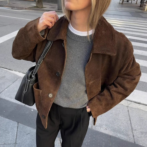 Drune | Damen Oversized Teddyjacke mit Knopfschluss