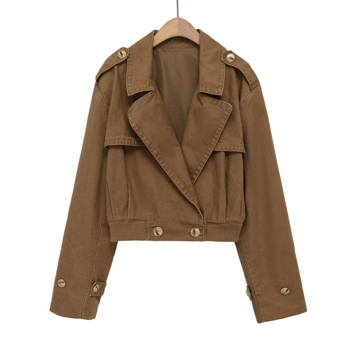 Damen Kurz geschnittene Utility-Jacke im Field-Stil mit weitem Revers und tailliertem Taillenbund Drune