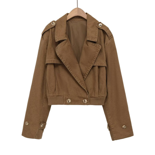 Damen Kurz geschnittene Utility-Jacke im Field-Stil mit weitem Revers und tailliertem Taillenbund Drune
