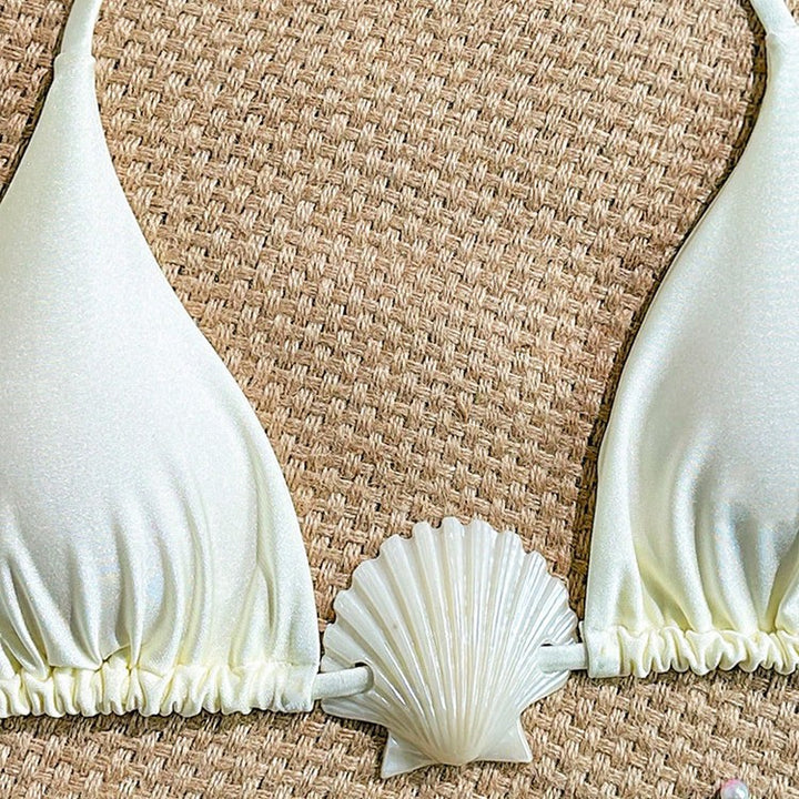 Damen Triangel-Bikini mit Muschel-Applikation und verstellbarem Band Drune