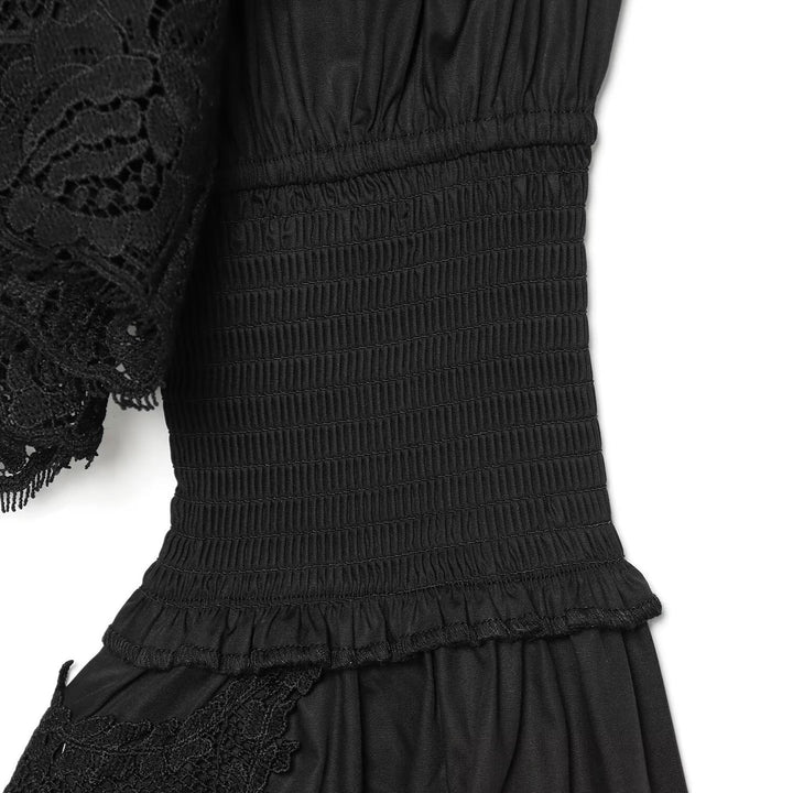 Damen Romantische Bluse mit Volantkragen, Glockenärmeln und Spitzenbesatz Drune
