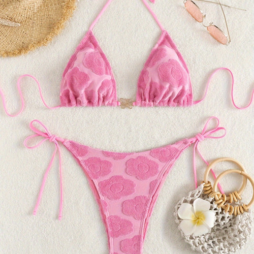 Damen Bikini-Set mit raffiniertem Blumenmuster und verstellbaren Trägern Drune