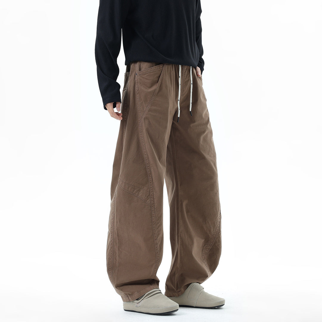 Herren Leichte Relaxed-Fit Bundhose mit Tunnelzug, schrägen Eingrifftaschen und Paneelnähten Drune