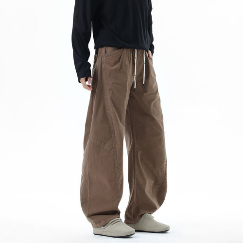 Herren Leichte Relaxed-Fit Bundhose mit Tunnelzug, schrägen Eingrifftaschen und Paneelnähten Drune