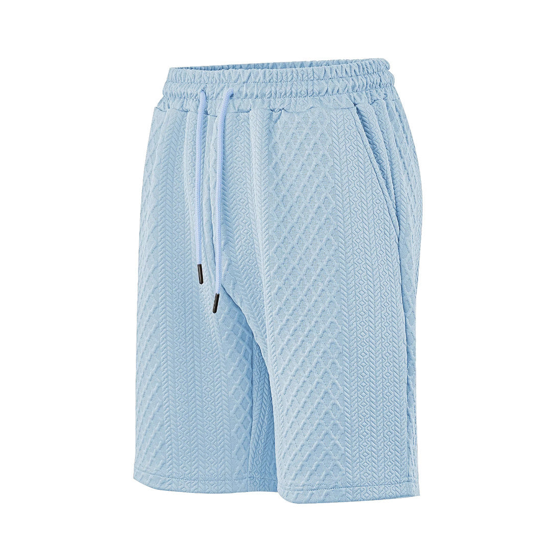 Herren nan strukturierte Strand-Bermuda aus Waffeljersey mit elastischem Kordelbund und schrägen Eingrifftaschen Drune