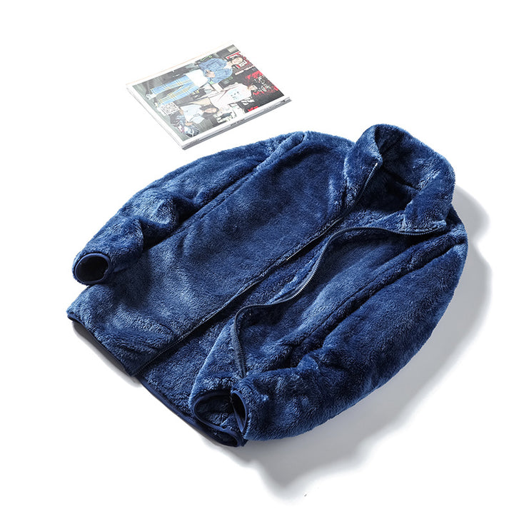 Damen Kuschelige Teddy-Fleecejacke mit Stehkragen und verdecktem Reißverschluss Drune