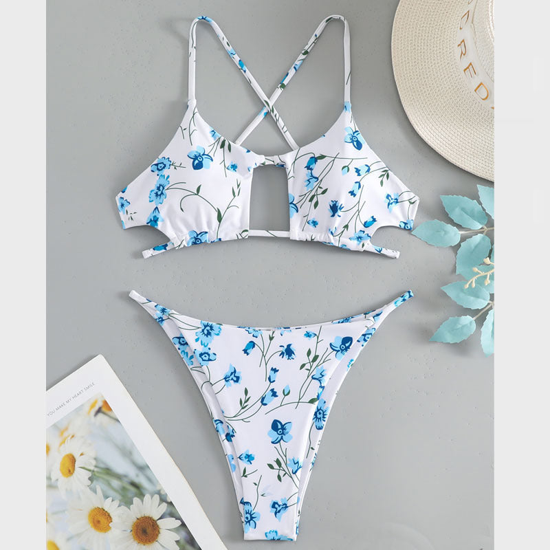 Damen Bikini-Set mit floralem Design und aufregendem Rückenschnürung Drune