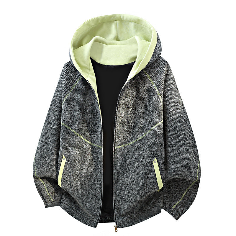 Damen Oversize-Struktur-Kapuzenjacke mit Kontrastfutter, durchgehendem Reißverschluss & Eingrifftaschen Drune