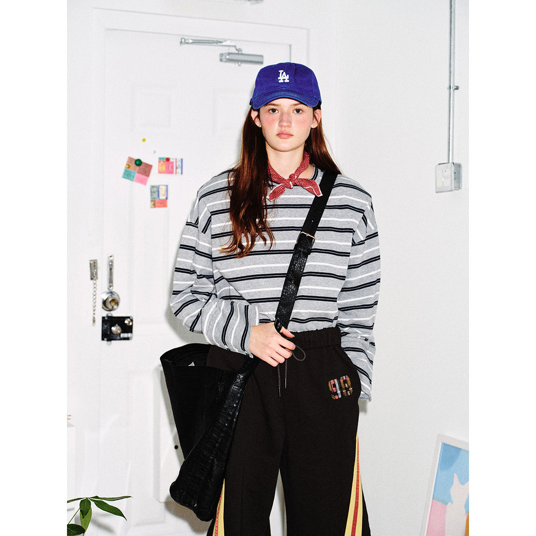 Unisex Gestreiftes Langarmshirt im maritimen Oversize‑Look mit Rippkragen Drune