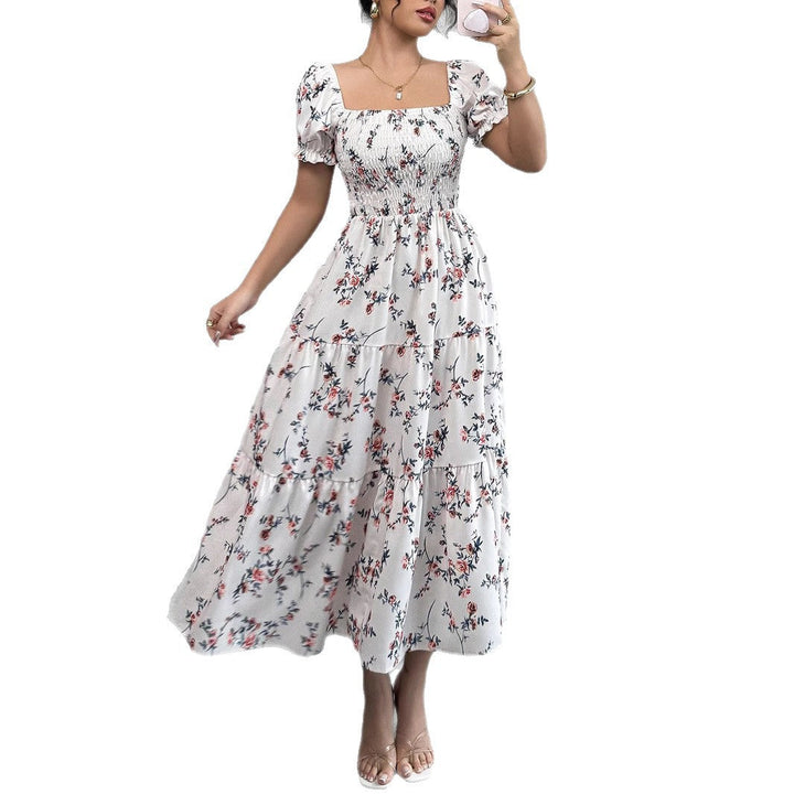Damen Maxi Kleid mit floralem Rüschendesign Drune