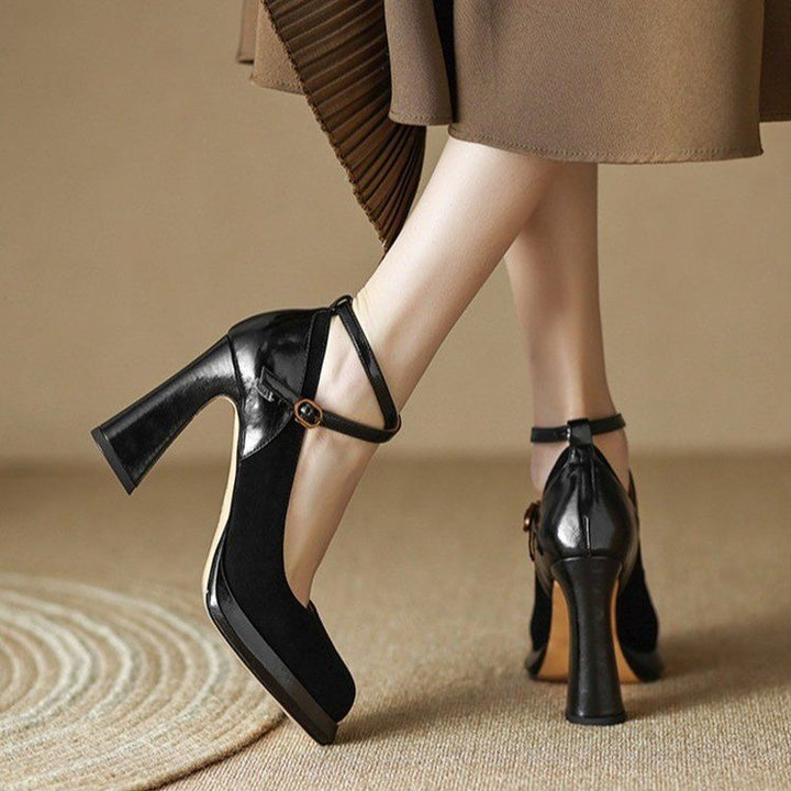 Damen elegante Mary Jane Pumps mit luxuriösem Blockabsatz Drune