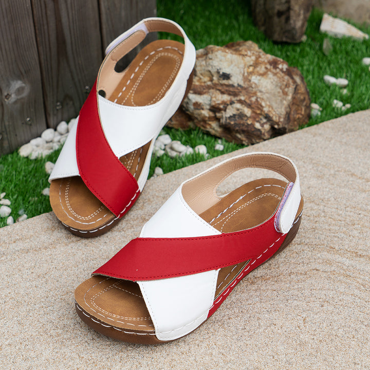 Damen  orthopädische Keilsandalen mit Memory-Foam und verstellbarem Fersenriemen Drune