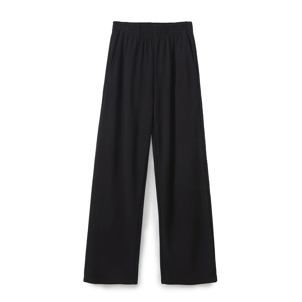 Damen nan weite Komfort-Loungehose mit elastischem Komfortbund, mittigem Schlitz und fließender Palazzo-Silhouette Drune