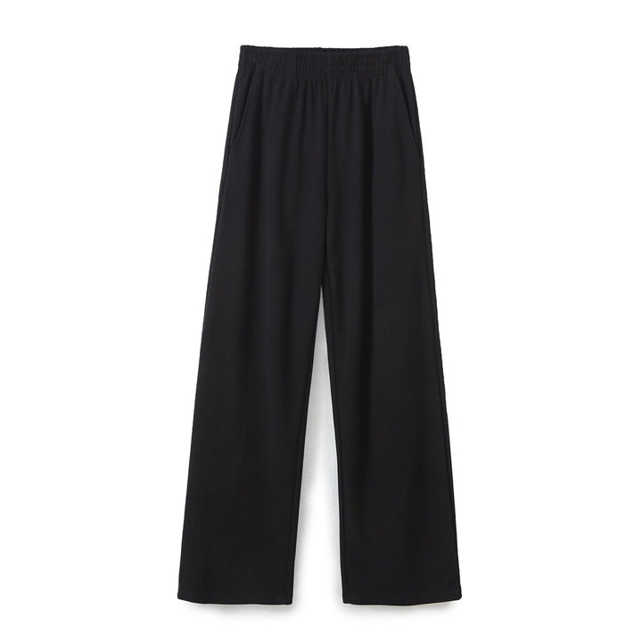 Damen nan weite Komfort-Loungehose mit elastischem Komfortbund, mittigem Schlitz und fließender Palazzo-Silhouette Drune