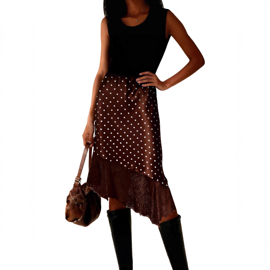 Damen Satinrock mit Spitze und asymmetrischem Saum Drune
