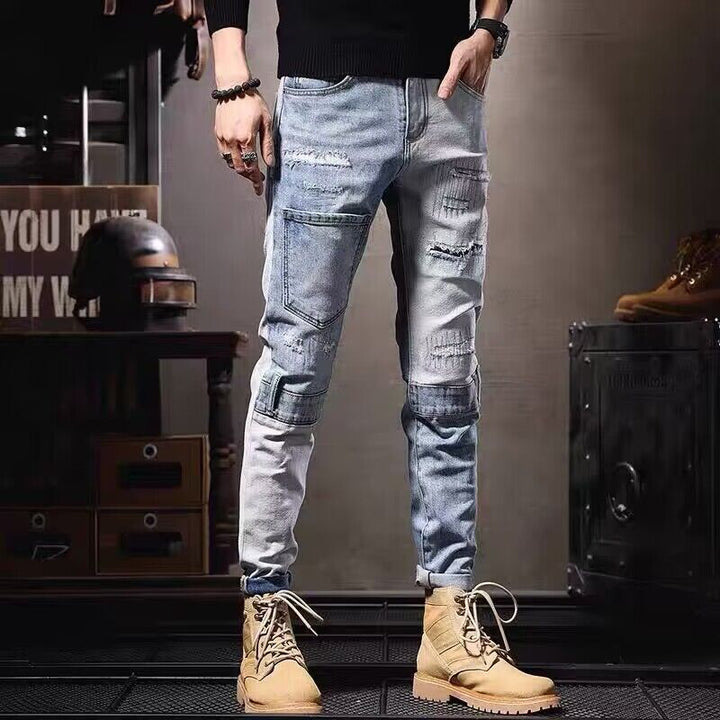 Herren Einzigartige Ripped Denim Jeans Drune