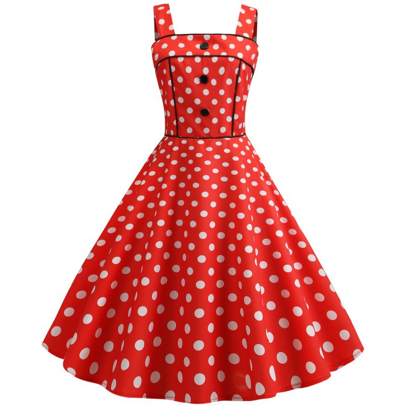 Damen Swingkleid mit Punkten und taillierter Silhouette Drune