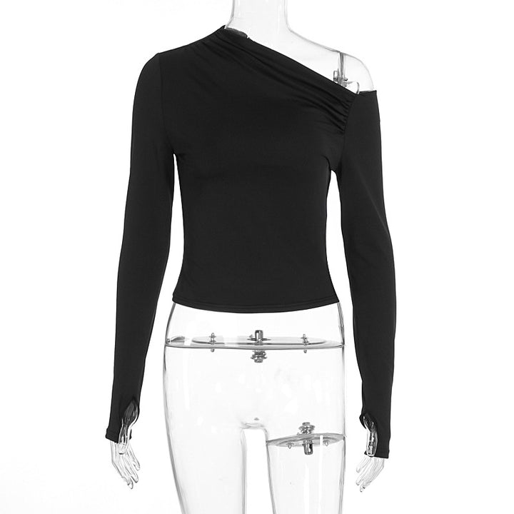Damen Elegantes asymmetrisches Langarmoberteil Drune