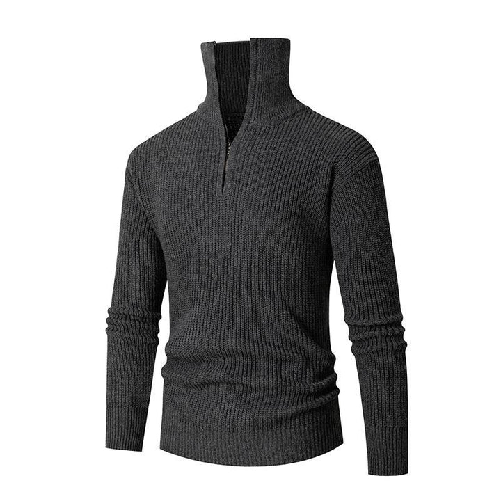 Herren nan strukturierter Halbzip-Pullover mit hohem Kragen, robuster Rippstruktur und elastischen Bündchen Drune
