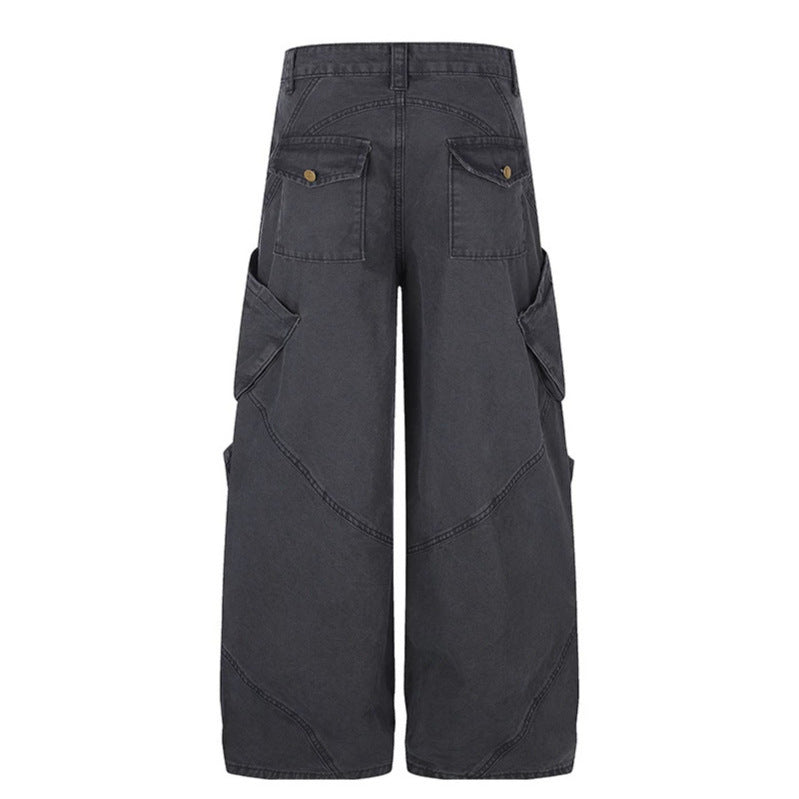 Damen Weite High‑Waist Cargo‑Culottehose mit Multi‑Taschen Drune