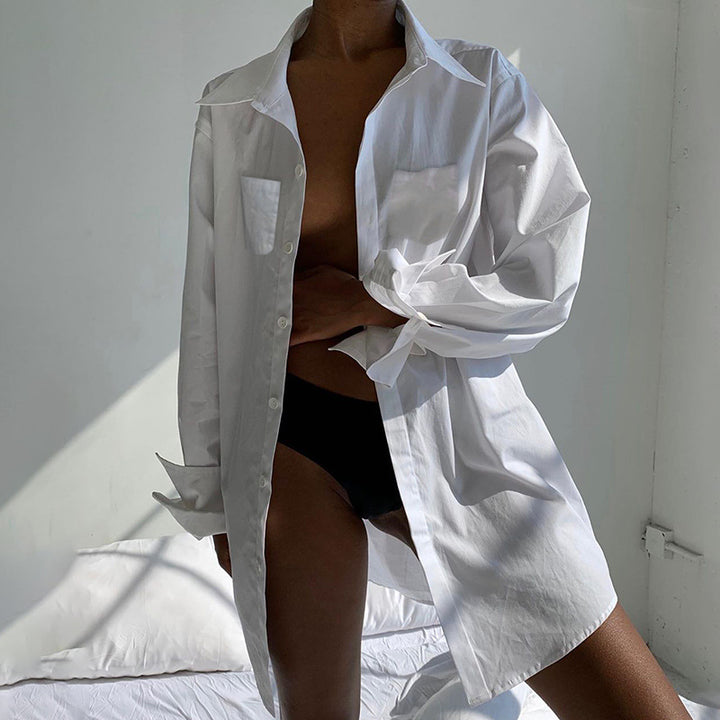 Damen Hemdbluse mit stylischem Oversized-Schnitt und trendigen Puffärmeln Drune