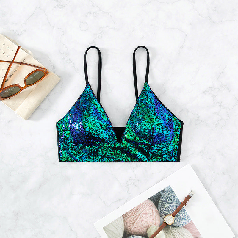Damen Pailletten Triangle Bralette Drune