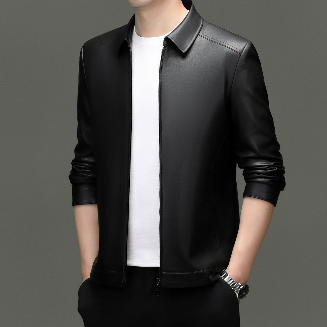 Herren Lederjacke mit modernem Schnitt und elastischen Bündchen Drune