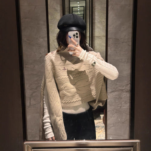 Damen Grob gestrickter Pullover mit Rollkragen Drune