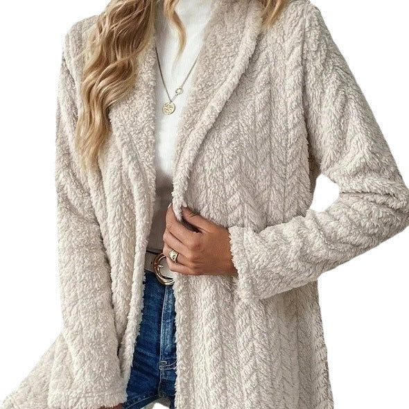 Damen Elegante und lässige Plüsch-Jacke mit strukturiertem Design Drune