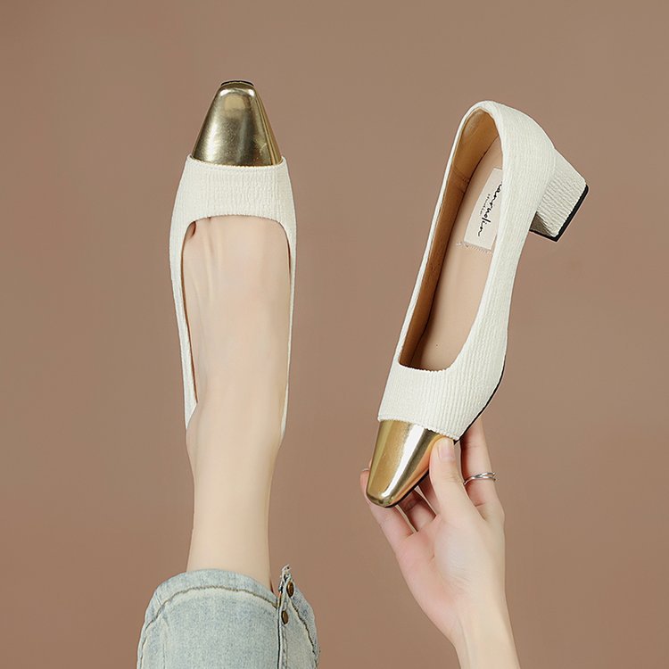 Damen elegante Slingback-Pumps mit dekorativem Metallic-Spitzendesign Drune
