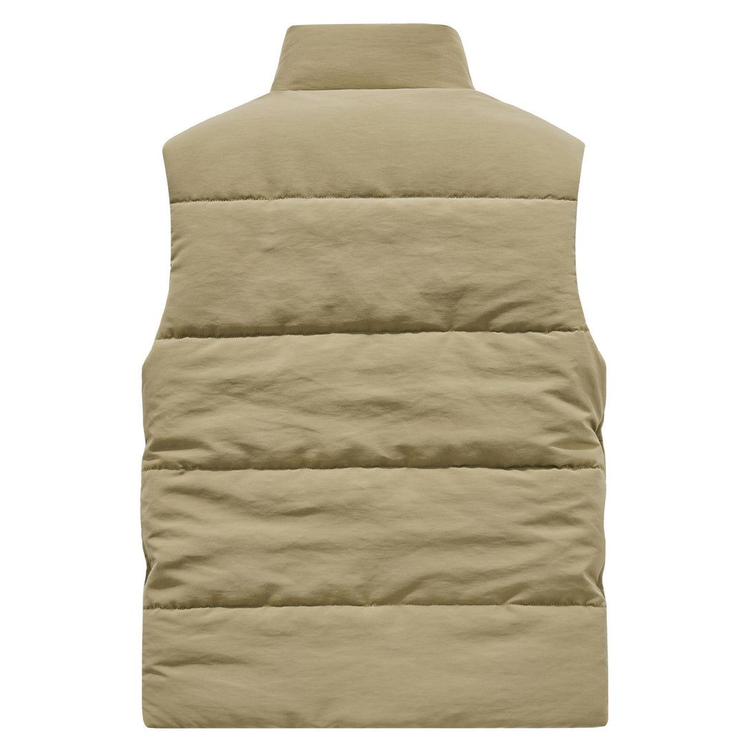 Herren Wattierte Outdoor-Weste mit Teddyfutter, hohem Kragen und Multifachtaschen Drune