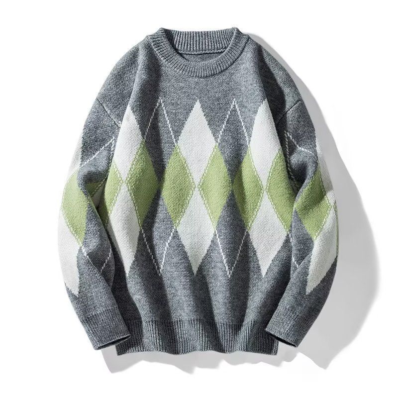 Damen Modischer Grobstrickpullover mit Rautenmuster Drune