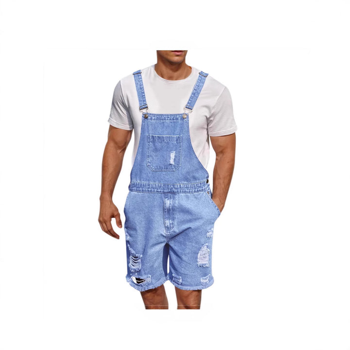 Herren Lässige Denim-Latzhose im distressed Look Drune