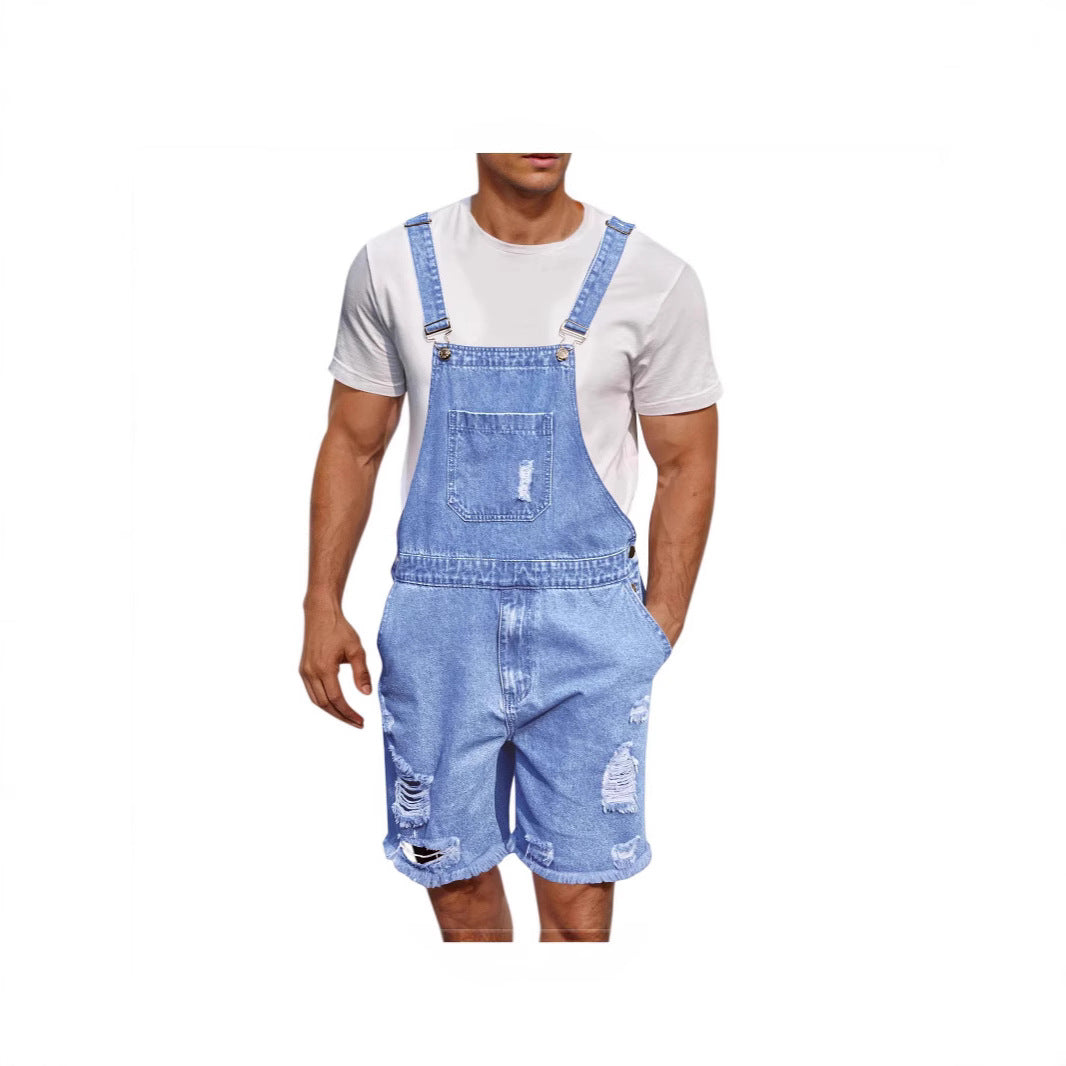 Herren Lässige Denim-Latzhose im distressed Look Drune