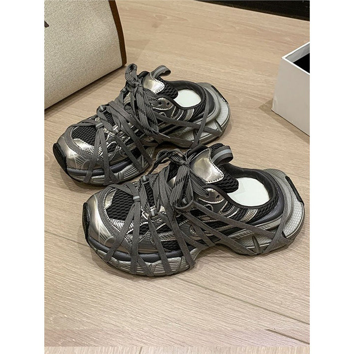 Damen Chunky-Sneaker mit mehrfachen Zier‑Riemen, atmungsaktivem Mesh und ergonomischer Plateau-Sohle Drune
