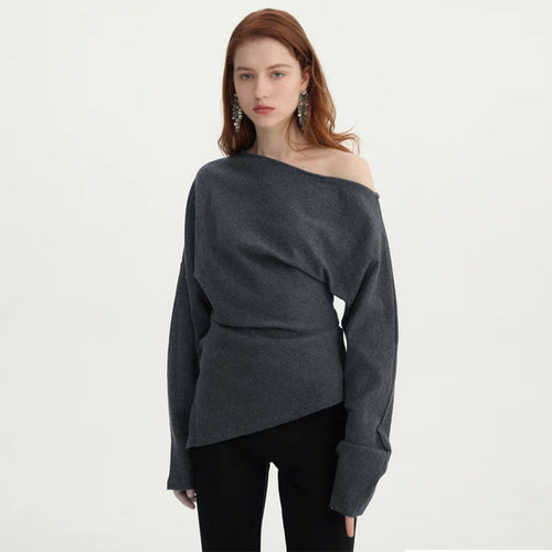 Damen asymmetrisches Langarmoberteil Drune