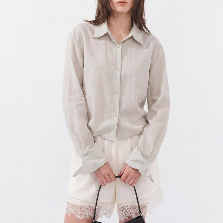 Damen Elegante und leichte Bluse mit Knopfdetails Drune