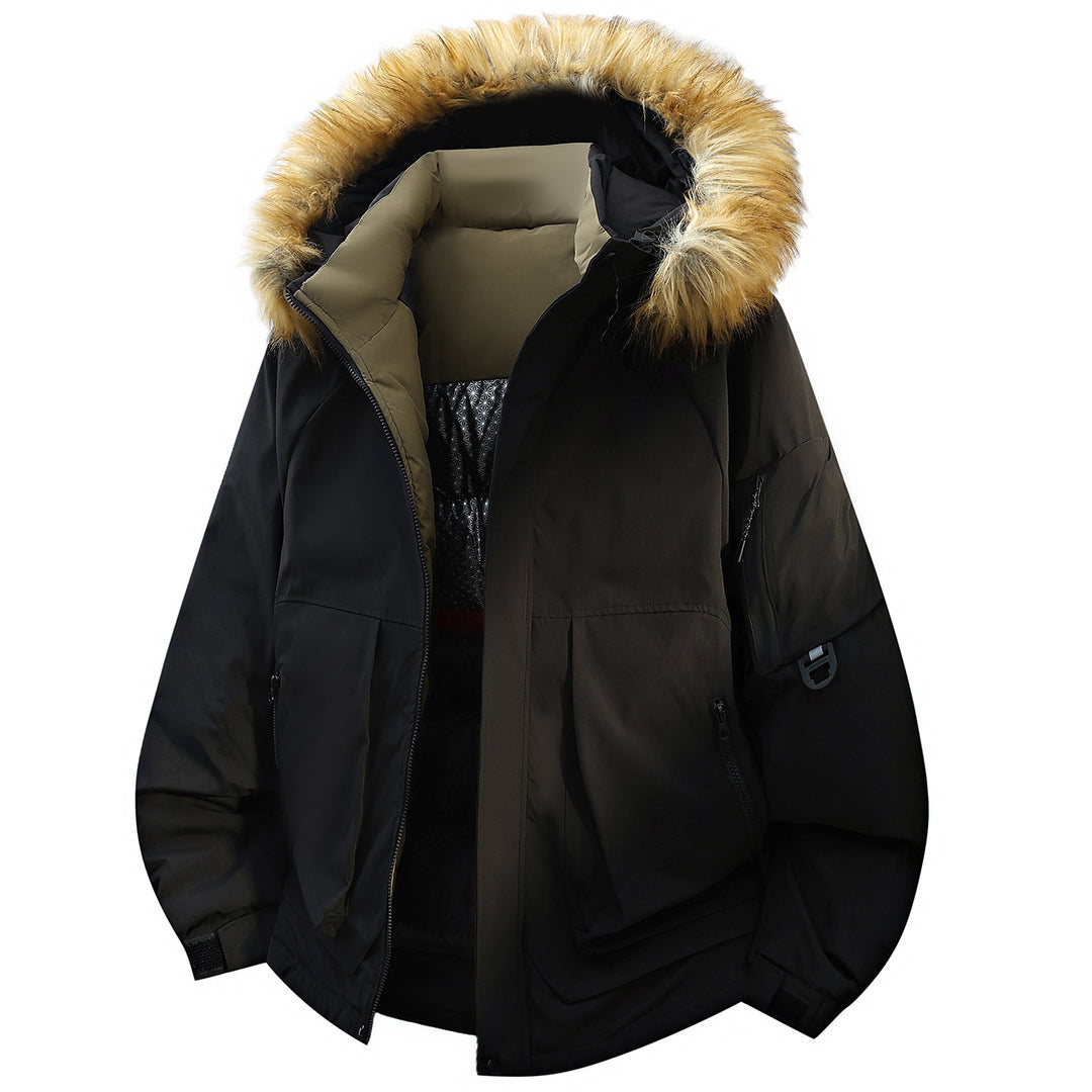 Herren Steppparka mit wattierter Kapuze und Kunstfellbesatz Drune