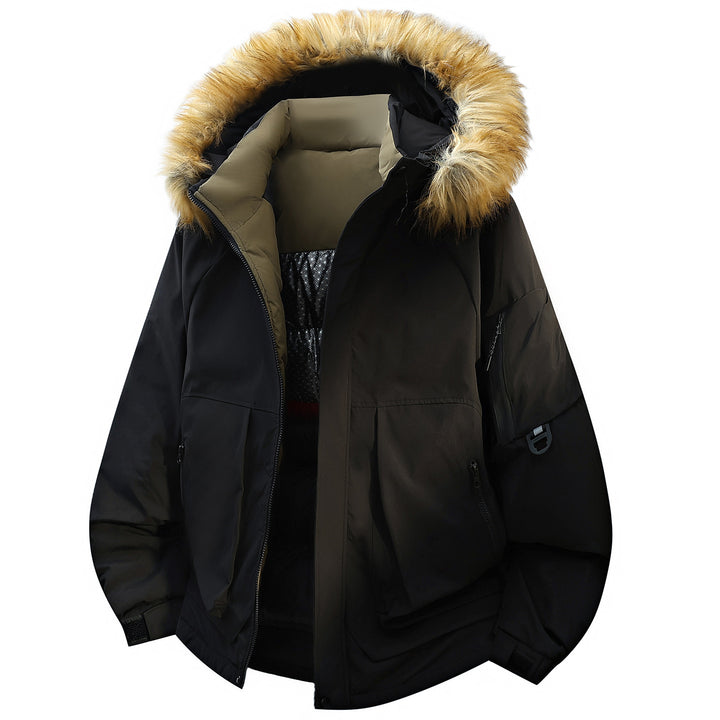 Herren Steppparka mit wattierter Kapuze und Kunstfellbesatz Drune