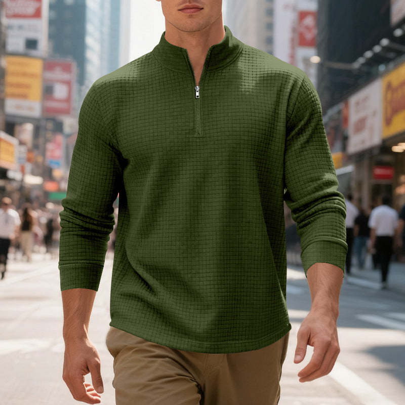 Herren sportlicher Pullover im strukturierten Design mit hallem Reißverschluss Drune