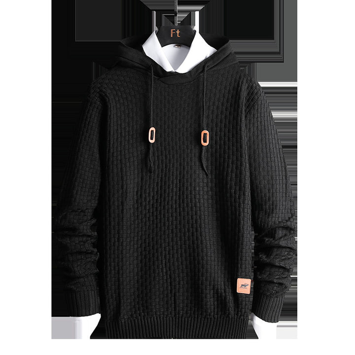 Herren Strukturiertes Kapuzenstrick-Pullover mit Reliefstruktur Drune