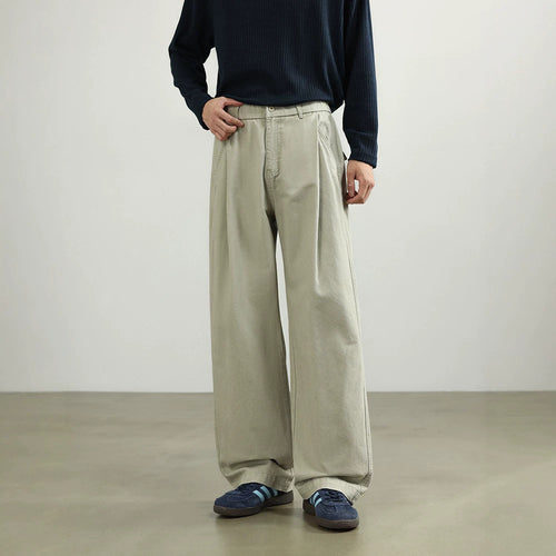 Damen Bundfalten-Hose mit elastischem Taillenbund und weitem Bein Drune