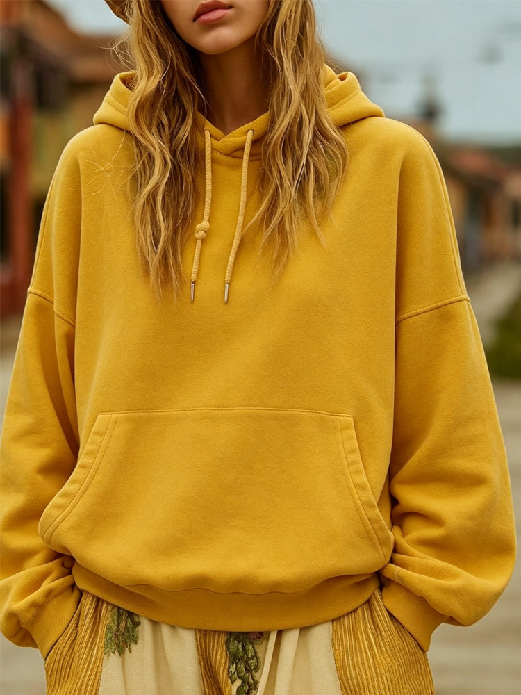 Damen Oversize-Kapuzenpullover mit Kängurutasche und Relaxed-Fit Drune